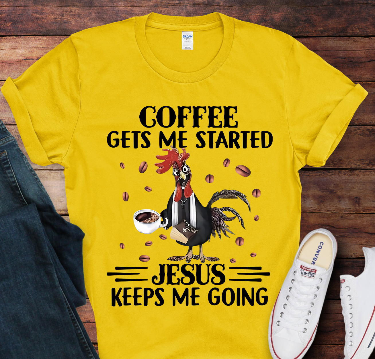 Coffee Gets me Started Jesus Keeps Me Going Tee