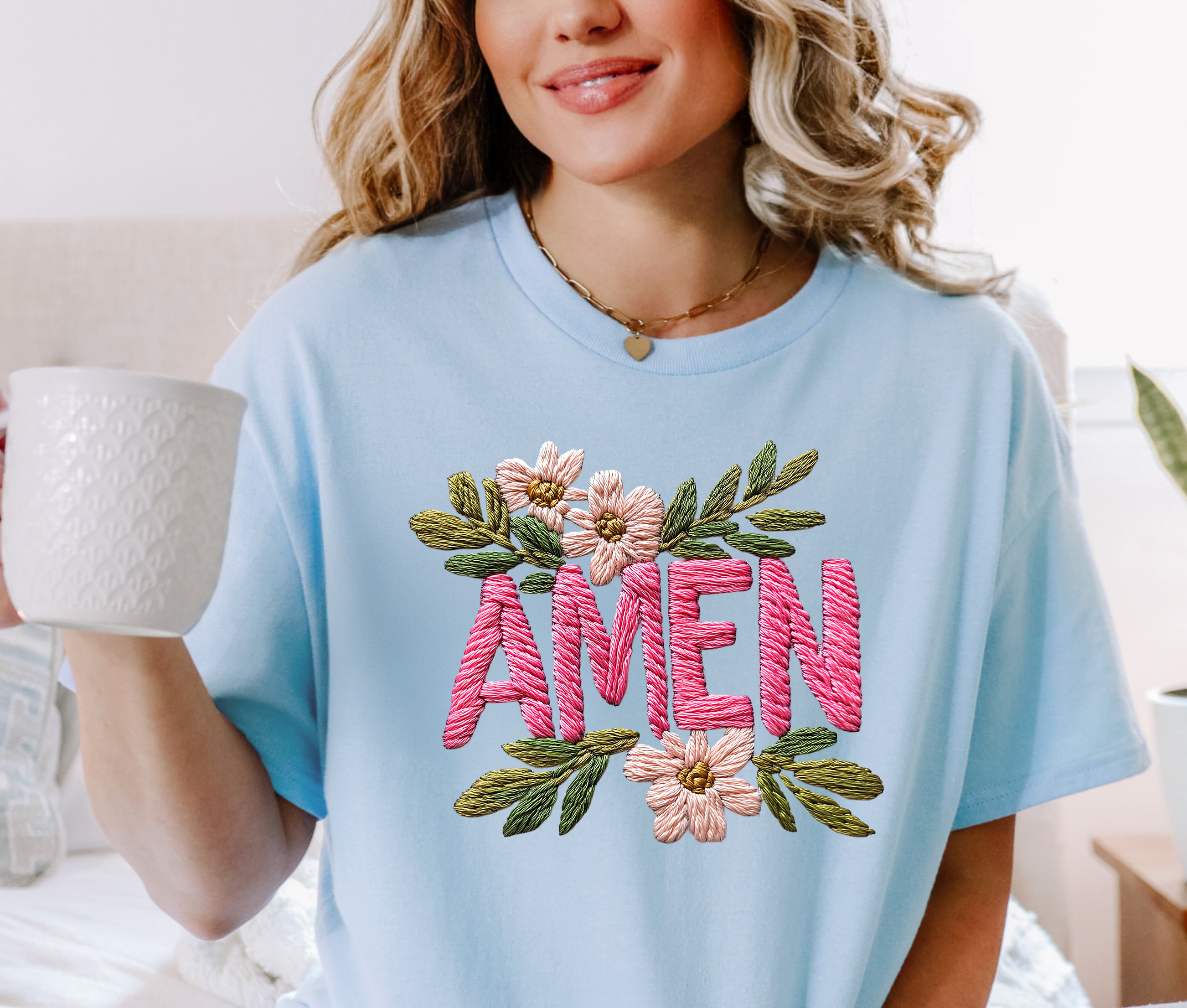 AMEN Faux Embroidery T-shirt