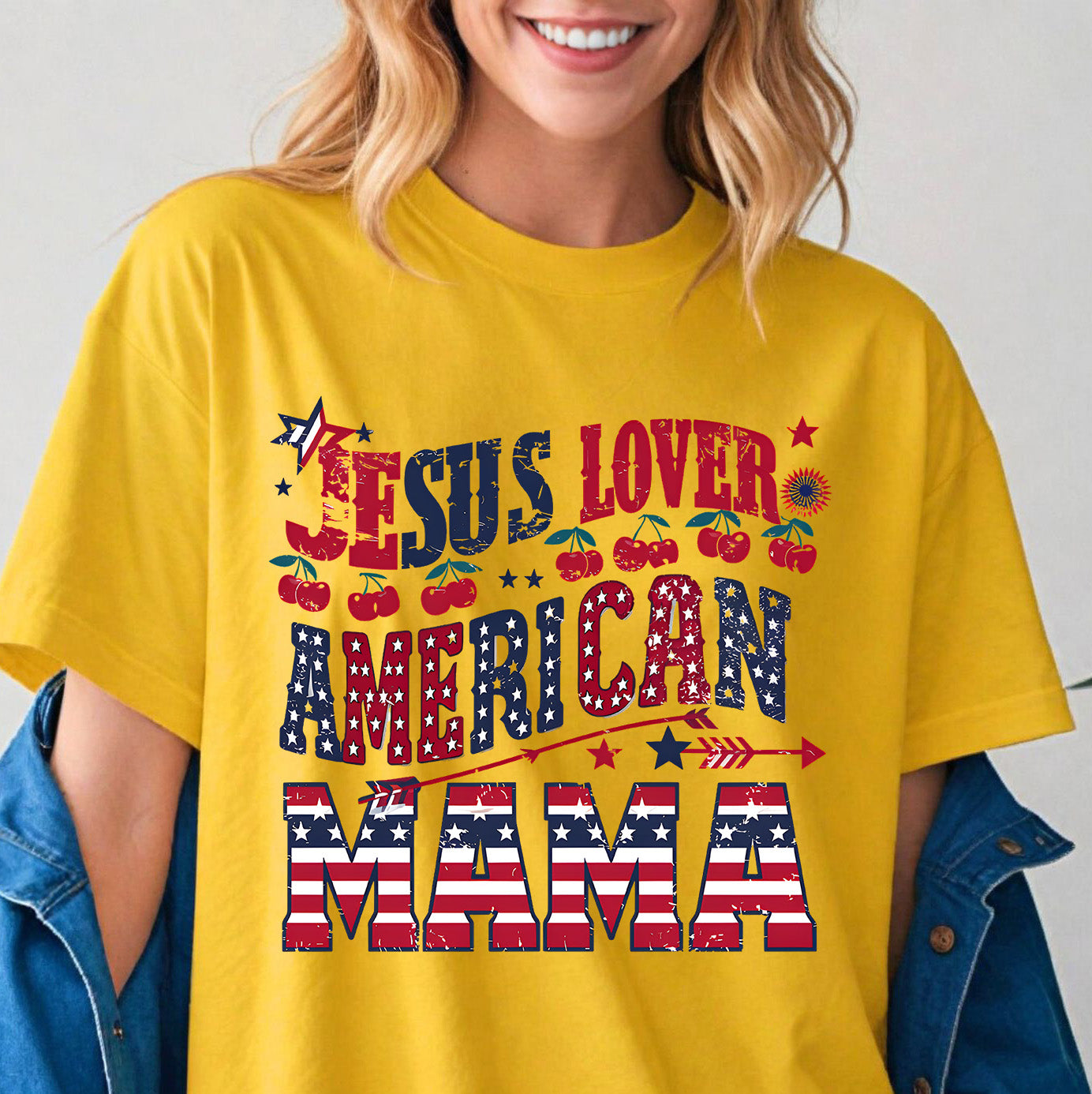 Jesus Lover American Mama T-Shirt